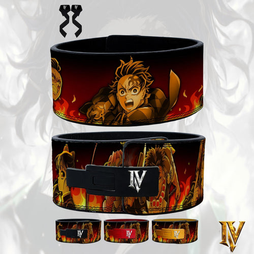 Anime gym lever belt inspired by Demon Slayer with black buckle and premium leather lifting support