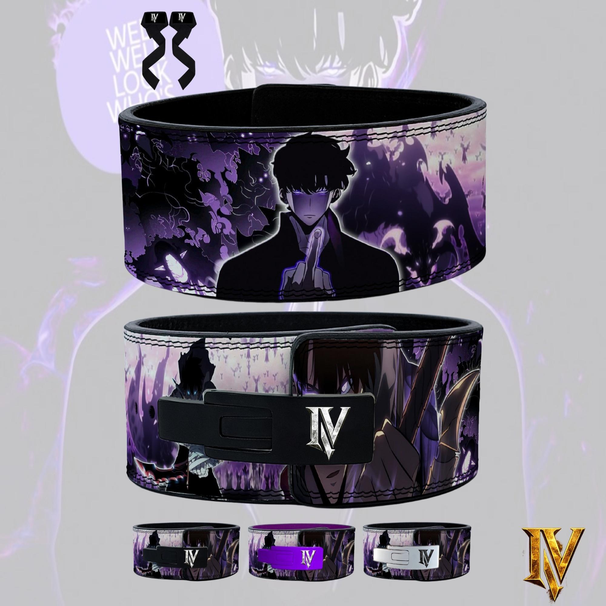 Solo Leveling anime gym belt with black lever buckle inspired by Sung Jin-Woo shadow energy